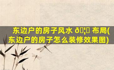东边户的房子风水 🦟 布局(东边户的房子怎么装修效果图)